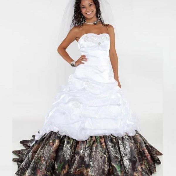 camo mermaid wedding dress
