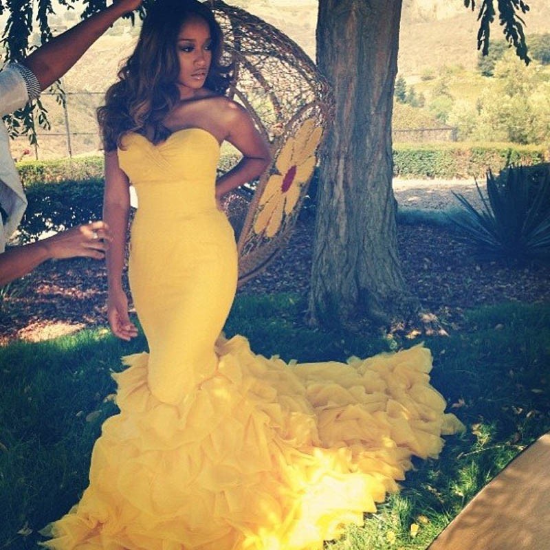 yellow mermaid wedding dress